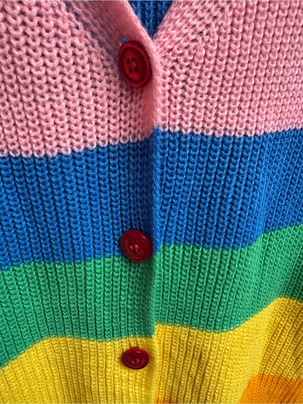 One Size Rainbow Button-Front Women's Cardigan Sweater - Picture 4 of 9